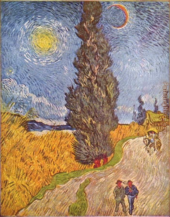 Road with Cypresses painting - Vincent van Gogh Road with Cypresses art painting